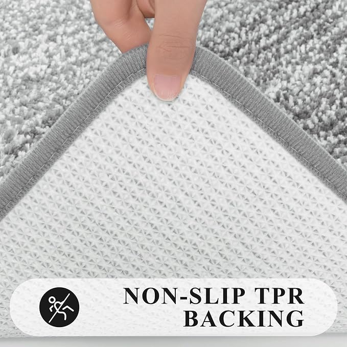 Pauwer 3 Piece Bathroom Rug Set, Microfiber Non Slip Bath Mats, Grey | Machine Washable, Quick Dry, Ultra Absorbent Floor Carpet, Plush Shower Rugs, U-Shaped Contour Toilet Mat