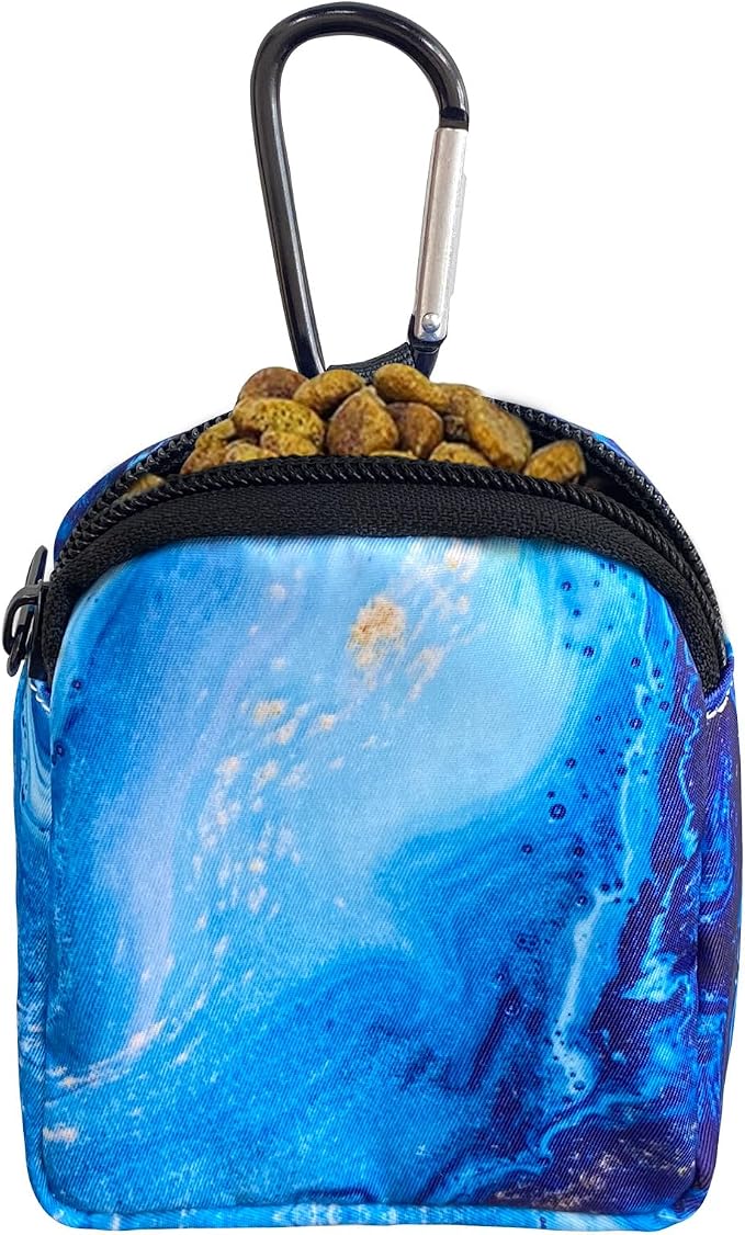 Dog Treat Pouch,Treat Pouches for Pet Training,Portable Snack Reward Dog Food Dispenser for Traveling or Outdoor Use，Blue Marble