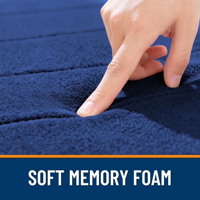 OLANLY Memory Foam Bath Mat 24x16, Super Soft and Absorbent Bathroom Rugs | Twilight Sapphire, Quick Dry Bath Rug, Machine Washable Shower Floor Mats, Bathmat Carpet for Bathroom Floor, Tub and Shower
