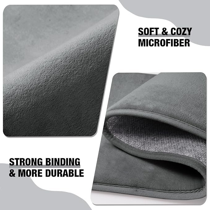 Narrow Bath Mat Long Memory Foam Grey Skinny Bathroom Runner Rug Non Slip | Washable Soft Microfiber Bathroom Carpet Absorbent Bathrug for Tub,16" x 47"