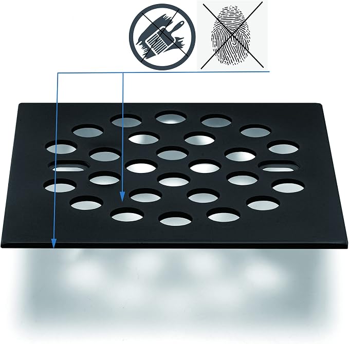 RRAJJ Square Improve 4-1/4 Inch(108mm*108mm) Screw-in Shower Floor Drain Grate Strainer (Black)