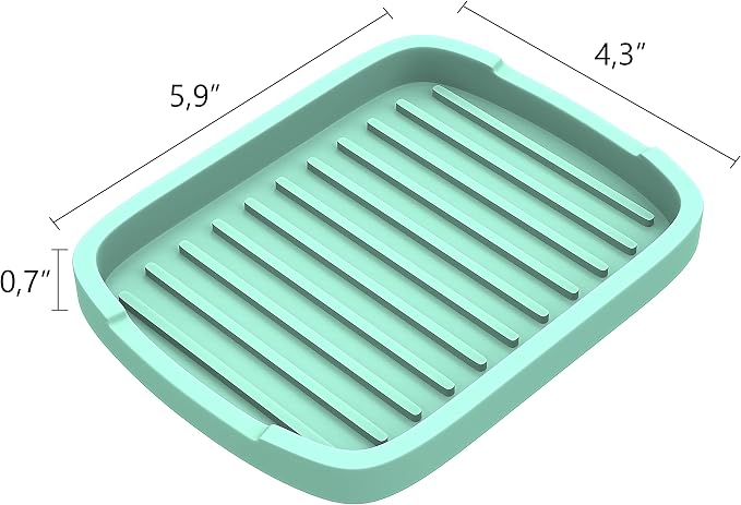 ZAPPOWARE Silicone Sponge Holder -soap Tray - 5.9" X 4.33" Set -2pcs (Light Green)
