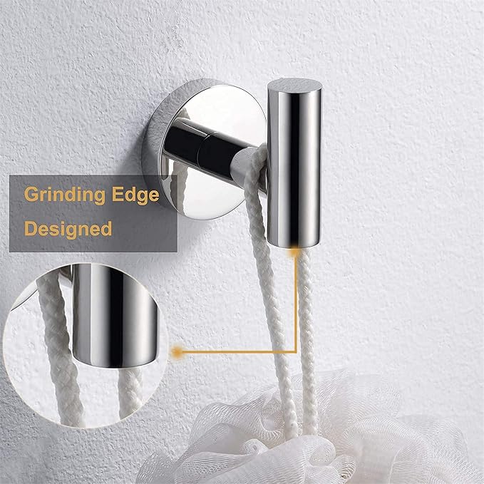 Nolimas Towel Coat Hook Polished Chrome SUS304 Stainless Steel Bathroom Clothes Cabinet Closet Sponges Robe Hook Wall Mounted Round Kitchen Heavy Duty Door Hanger 6 Packs