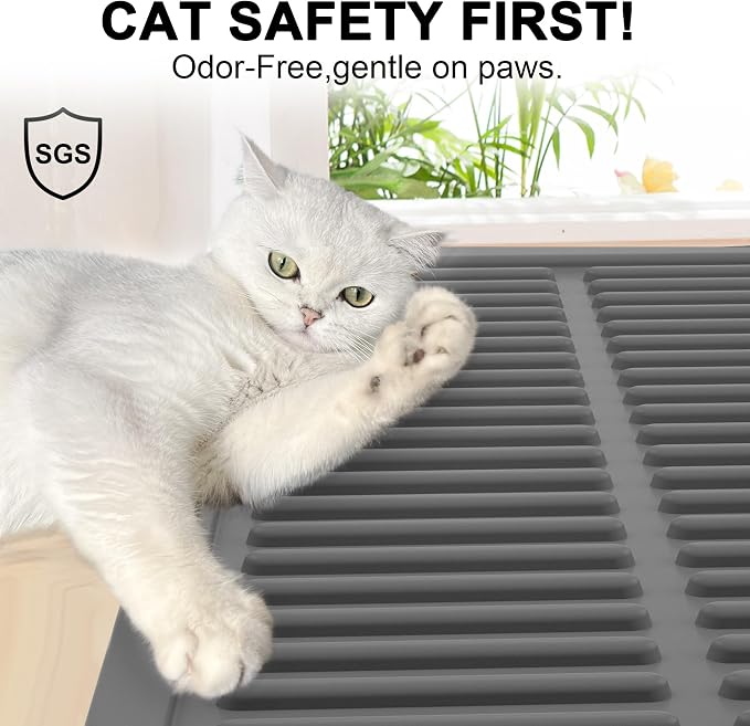 Heavy-Duty Cat Litter Mat: 10,000 Scratch Motions Tested | XL Extra-Thick Silicone Mat - No Holes for 3 Years