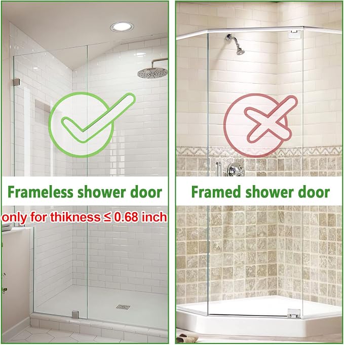 Cerbonny Shower Door Hooks, 2 Pack Double Towel Hooks for Bathroom Frameless Glass Shower Door, Heavy Duty Stainless Steel Bathroom Hanger Without Perforation，Black