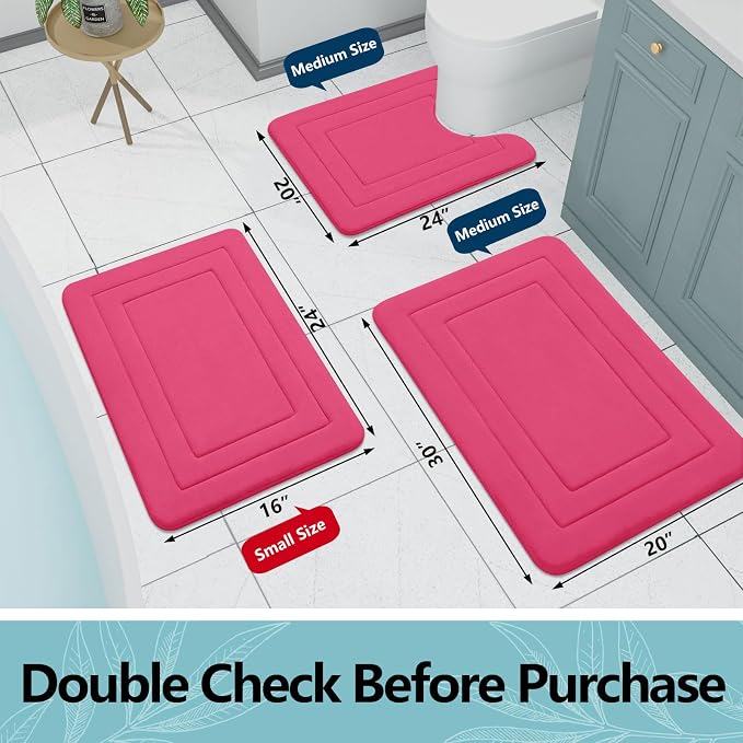 Arotive Memory Foam Bathroom Rug Mat 59x24, Ultra Soft and Absorbent Bath Mat, Machine Wash Dry, Comfortable Bath Rug Carpet for Bathroom Floor, Tub and Shower, Deep Pink