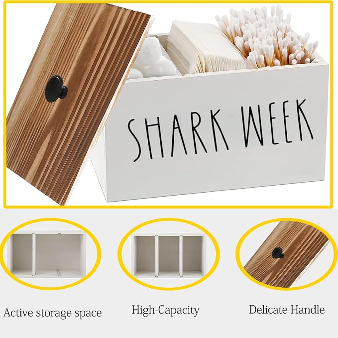 Tampon Holder for Bathroom,Farmhouse Bathroom Organizer,Rustic Wood Bathroom Storage Bin with Lid,Wood Movable Partition Feminine Product Organizer with Lid,Bathroom Accessories Box (Rustic wood)