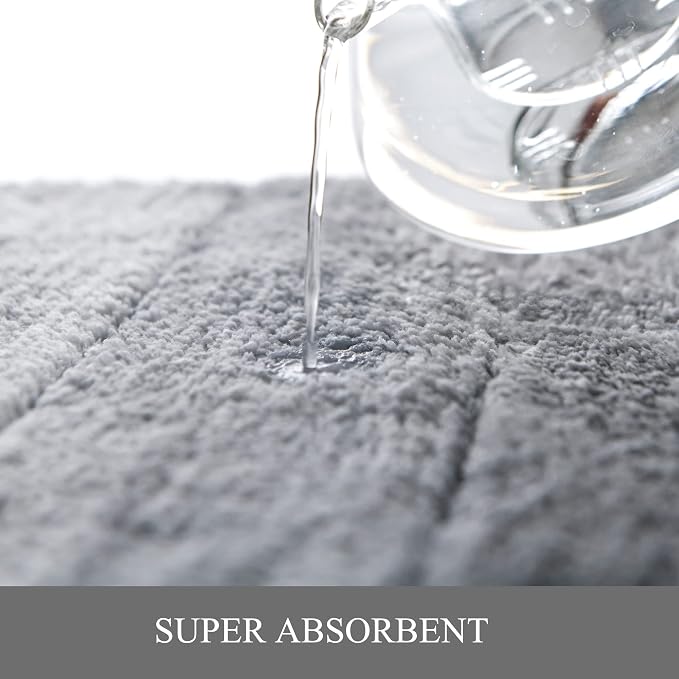 3 Pcs Ombre Bath Mat Set for Bathroom, Non Slip Ultra Soft and Thick Water Absorbent Bath Carpet, Machine Washable & Quick Dry Bathroom Rug, for Bedroom Door Living Room,Grey