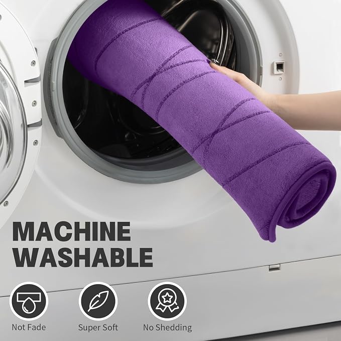 Bathroom Rugs Set 2 Piece, Memory Foam Bath Mat Purple | U Shaped+Small Mat, Ultra Soft, Absorbent, Non-Slip, Machine Washable, for Bathroom, Sink and Toilet