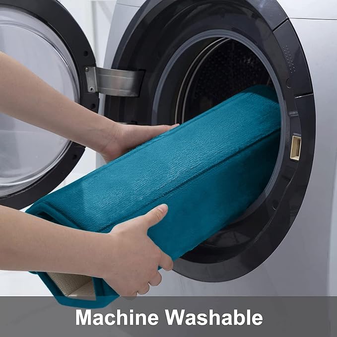 Buganda Memory Foam Bath Mat 47 x 17, Ultra Soft Absorbent Bathroom Rugs | Peacock Blue, Machine Washable Quick Dry Bath Mats for Bathroom Floor, Shower and Tub, Home Decor Accessories