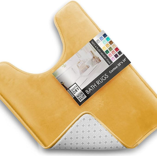 Clara Clark Bathroom Rugs, Velvet Memory Foam Bath Mat, Non-Slip, Machine Washable Bath Rugs - Dries Quickly, Ultra Soft Plush Bath Mats for Bathroom, 20 x 24, Camel Gold