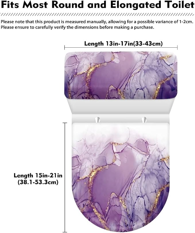 Purple Marble Toilet Lid Covers for Bathroom Set Toilet Covers Elongated Comfortable 2-Piece Bathroom Gifts