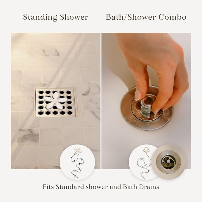 Shower Drain Hair Catcher – Disposable Bathroom Hair Trap, Easy to Install in Shower Drain Cover, Helps Prevent Clogs – As Seen on Shark Tank - Bathroom Accessories - Shell (4-Pack)