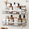 Orimade Shower Caddy with 5 Hooks Organizer for Hanging Razor and Sponge Bathroom Basket Adhesive Shower Shelf Storage Kitchen Rack Wall Mounted No Drilling Rustproof Stainless Steel - 2 Pack