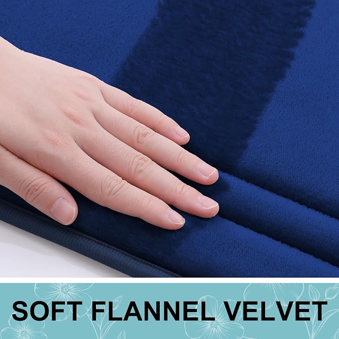Grandaily Memory Foam Bath Mat Rug 59x34, Ultra Soft, Non-Slip and Absorbent Bathroom Rugs, Machine Wash Dry, Comfortable Bath Carpet for Bathroom Floor, Tub and Shower, Navy Blue