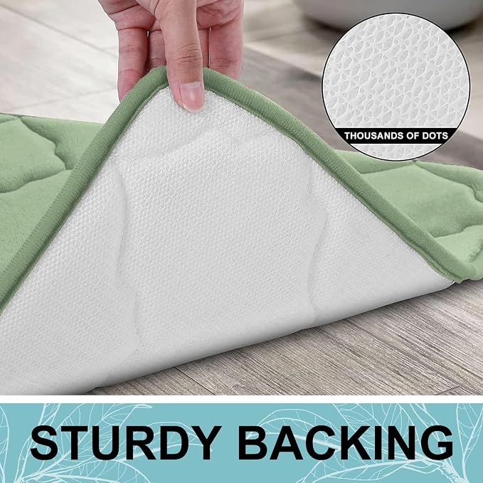 OLANLY Memory Foam Bath Mat Rug 47x24, Ultra Soft Bathroom Rugs, Sage Green | Thick Absorbent Carpet, Non-Slip Backing, Machine Washable, for Bathroom Floor, Tub, Shower and Home Decor Accessories