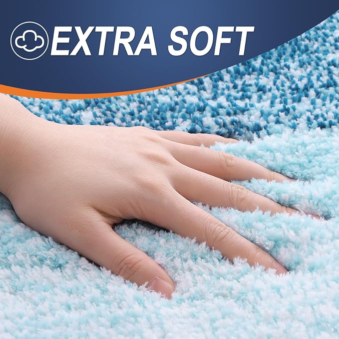 OLANLY Bathroom Runner Rug 44x24, Extra Soft Absorbent Microfiber Bath Rugs | Peacock Blue, Non-Slip Quick-Drying Rubber Backing, Washable Long Bath Mat for Floor, Tub and Shower, Home Decor