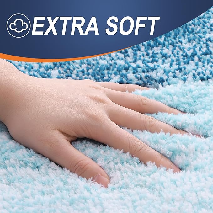 OLANLY Bathroom Rugs Mat 36x24, Extra Soft Absorbent Microfiber Bath Rugs | Peacock Blue, Non-Slip Quick-Drying Rubber Backing, Washable Plush Bath Mat for Floor, Tub and Shower, Home Decor Accessories