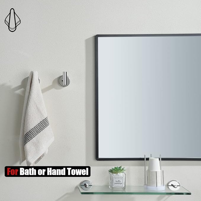 JQK Chrome Bathroom Towel Hook, 304 Stainless Steel Coat Robe Clothes Hook for Bathroom Kitchen Garage Wall Mounted (Pack of 4), TH100-CH-P4