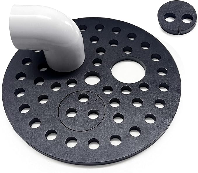 8 inch Drain Cover with Integrated Ports, Floor Drain with Removable Round Disc, 8" Garage Drain Cover Replacement Solution, Floor Strainer, 1PCS