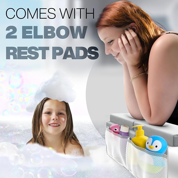 Benicci Bath Kneeler and Elbow Rest Pad Set, Kneeling Mat for Baby Bathing | Comfortable Foam with Toy Organizer Pockets, Quick Drying, Foldable, Non-Slip, Painless Knee Cushion for Parents