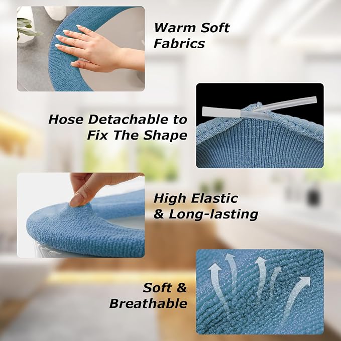 Legigo 5 Pack Toilet Seat Cover, Soft Toilet Seat Warmer Pads for Bathroom | Warmth, Comfort & Easy to Install, Toilet Seat Cushion Covers, Washable and Stretchable