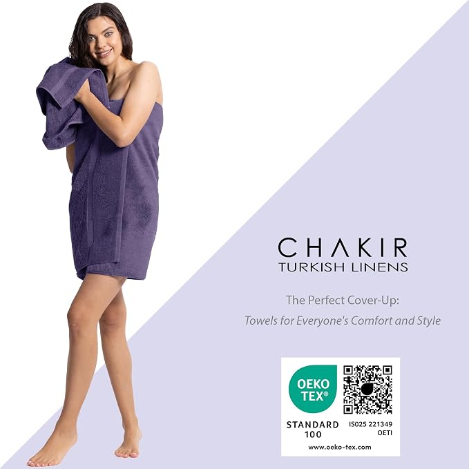 Chakir Turkish Linens 100% Cotton 4-Pack Bath Towels 27x54, Plum | 100% cotton bath towels, set of 4 at 27x54, OEKO-TEX certified, soft plush and absorbent