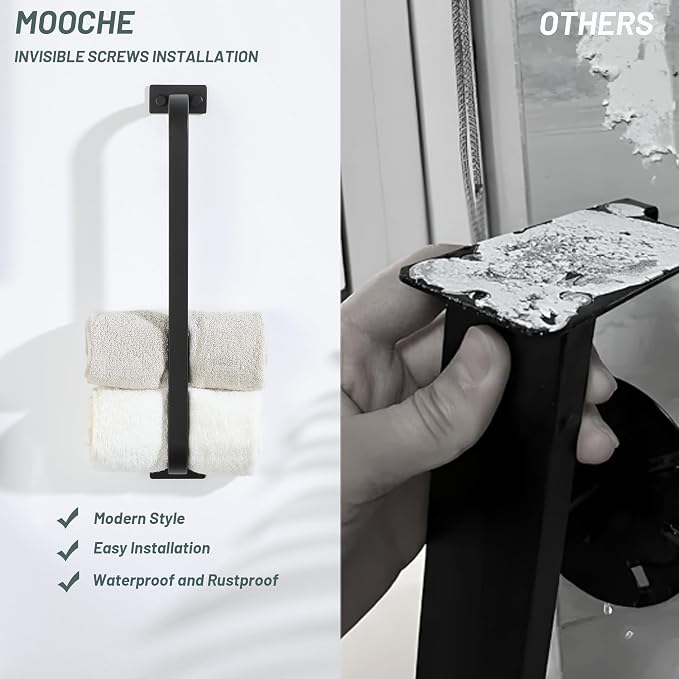 Mooche Bathroom Towel Bar, 32 inch Towel Racks for Bathroom Wall Mounted, SUS304 Stainless Steel Heavy Duty Towel Holder Bathroom Accessories Modern Home Decor, Matte Black Finished