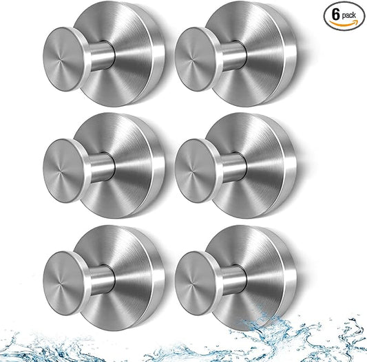 2026 Heavy Duty Suction Cup Hooks for Shower, Vacuum Lock No Drill Stainless Steel Bathroom Hooks for Shower Glass Door Tile & Windows, 6 Pack