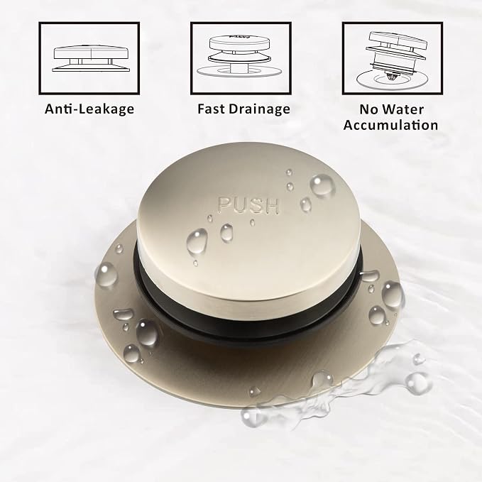 Artiwell Universal Tip Toe Bath Drain Stopper and Cover, Bathtub Drain Stopper, Replaces Lift and Turn, Tip-Toe and Trip Lever drains for Tub, EZ Installation and Clearing (Brushed Nickel)