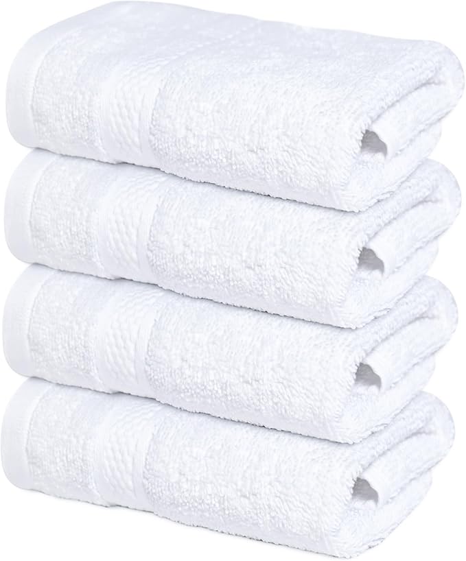 Infinitee Xclusives 100% Cotton Luxury Wash Cloths for Showering - 4 Pack | Washcloths [13x13] - Soft and Absorbent Face Towels for Bathroom Wash Clothes - Gym, Spa & Hotel Use
