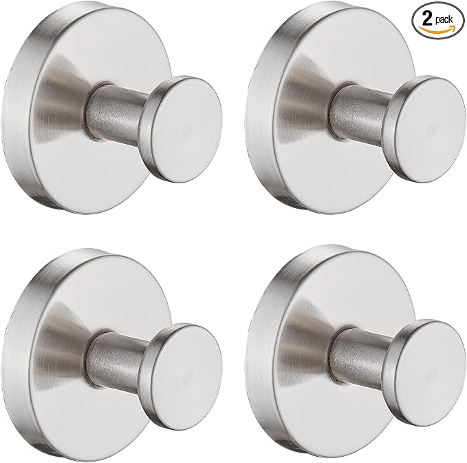 Suction Cup Hooks for Shower, Wreath Hangers for Front Door, Glass Door & Window - Strong Towel, Bath Robe, Loofah Hook Holder for Hanging up to 15 lbs - Waterproof (Silver, 4 Pack)