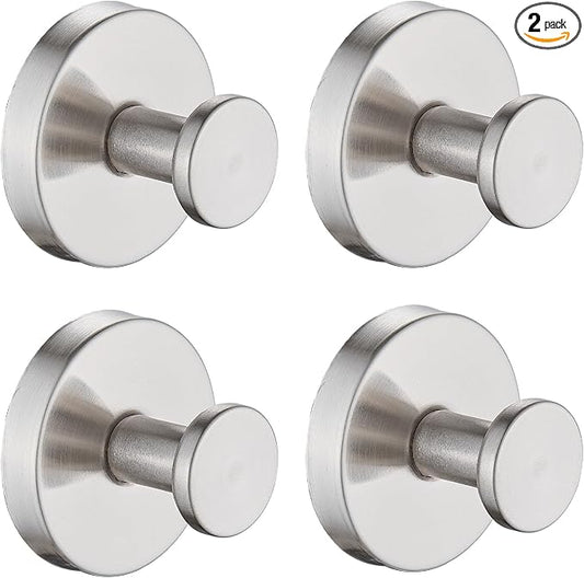 Suction Cup Hooks for Shower, Wreath Hangers for Front Door, Glass Door & Window - Strong Towel, Bath Robe, Loofah Hook Holder for Hanging up to 15 lbs - Waterproof (Silver, 4 Pack)