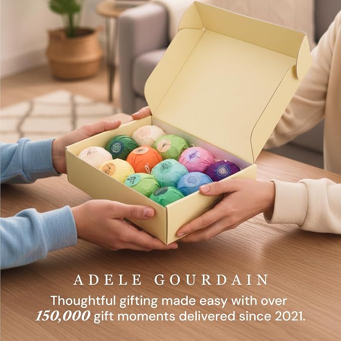 XXL Bath Bombs for Women, 12pc, Birthday Gifts for Women by AdeleGourdain | Bathbombs Bath Gift Set for Women - 12 Spa Scents - Gift Box Incl. - Non-Staining - Bubble Bathbombs for Adults - Large 5oz