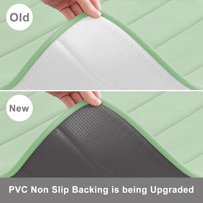 Buganda Memory Foam Bath Mat 35 x 24, Ultra Soft Absorbent Bathroom Rugs | Sage Green, Machine Washable Quick Dry Bath Mats for Bathroom Floor, Shower and Tub, Home Decor Accessories