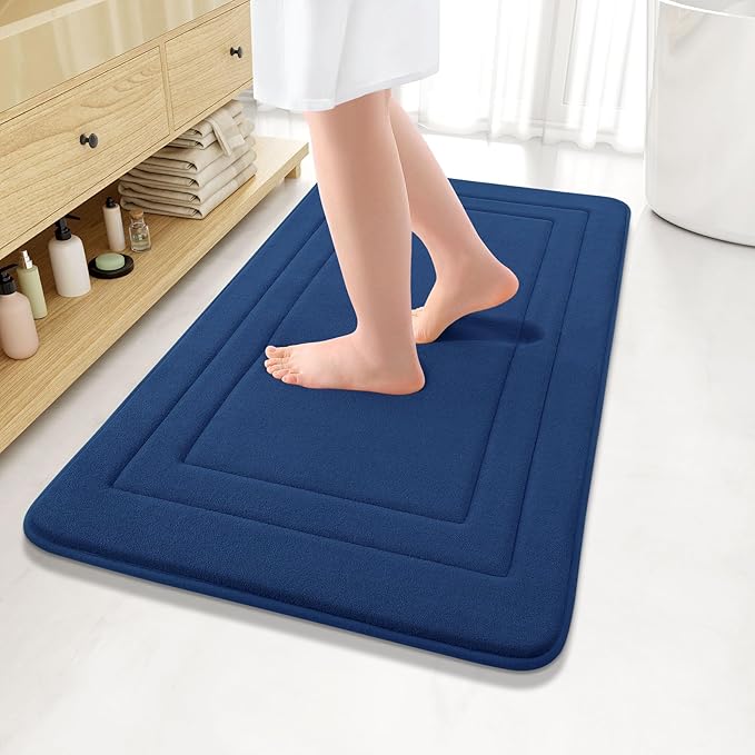 Arotive Memory Foam Bathroom Rug Mat 36x24, Ultra Soft and Absorbent Bath Mat, Machine Wash Dry, Comfortable Bath Rug Carpet for Bathroom Floor, Tub and Shower, Navy