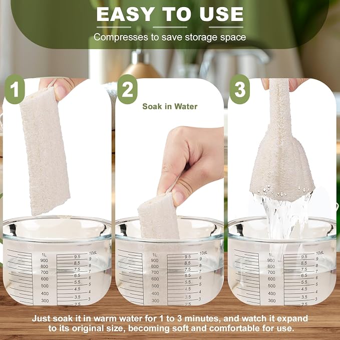 7 Pack Natural Loofah Sponge Exfoliating Body Scrubber 5 Inch | Organic luffa sponges, real plant fiber, gentle exfoliation for smooth skin, ideal for men women bath shower spa use