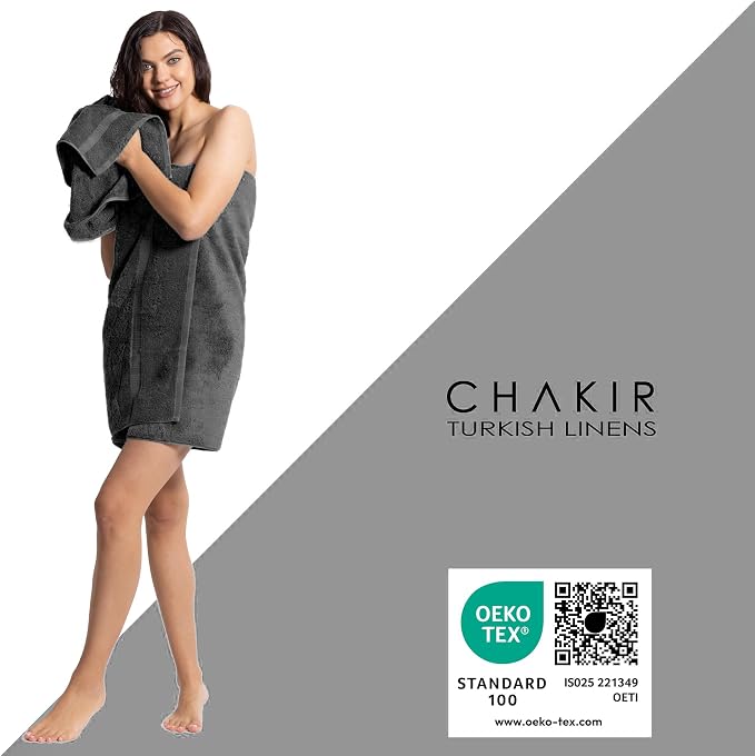 Chakir Turkish Linens, 100% Cotton Premium Quality Turkish Bath Sheets (35''x70'' Large Bath Sheet Towels - Dark Gray) | 100% cotton bath sheets, 35x70 oversized, OEKO-TEX certified, soft plush and absorbent