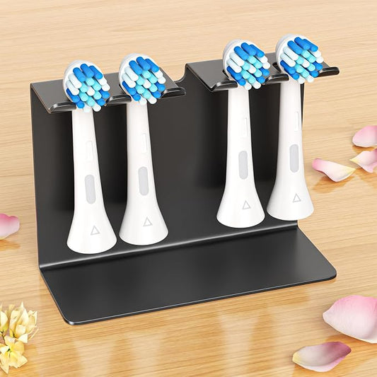Electric Toothbrush Head Holder, Tooth Brushing Holder, Wall Mounted Toothbrush Holders Shower Bathroom, Self Adhesive or Desktop Tooth Brush Holder Organiser (Black, Medium)