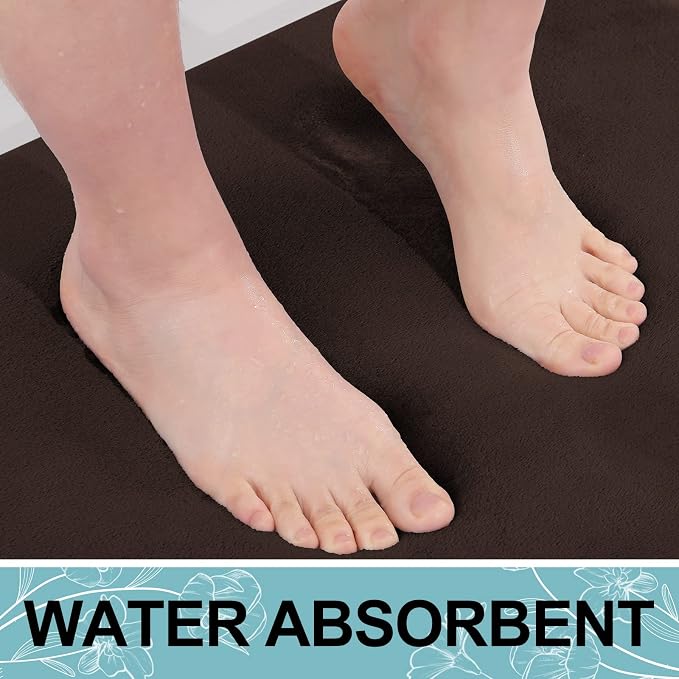 Smiry Memory Foam Toilet Rugs 20x20, Extra Soft Absorbent Bathroom Rugs | Brown, Quick Dry Machine Washable Non-Slip Contour Bath Mat for Toilet