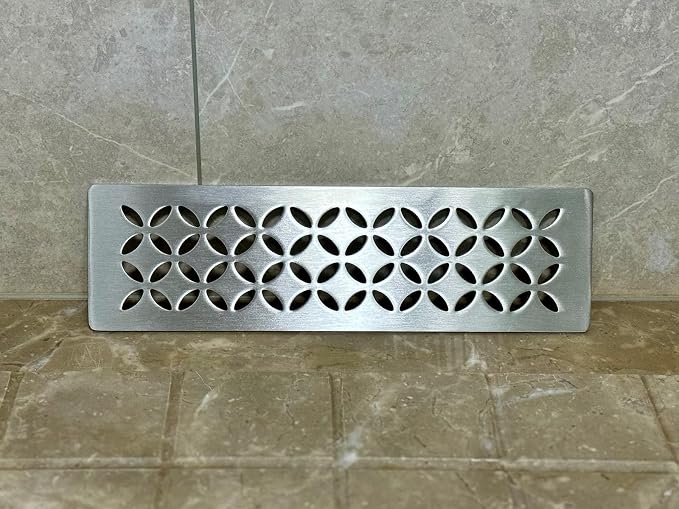 Shower Niche Shelf for Prefabricated Kerdi Board SN/-SNLT, Floral Design, Brushed 304 Stainless Steel