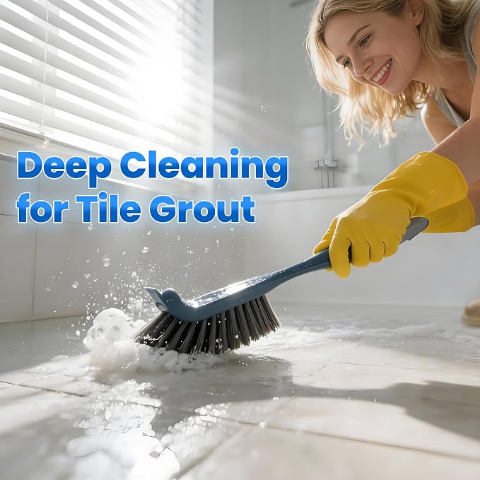 3 Pack Hard Bristle Scrub Brush Set, Cleaning Brush Designed for Cleaning Shower, Bathroom Faucets, Tile Grout, Sink Edges, Around Toilets, and Hard to Reach Corners and Crevices