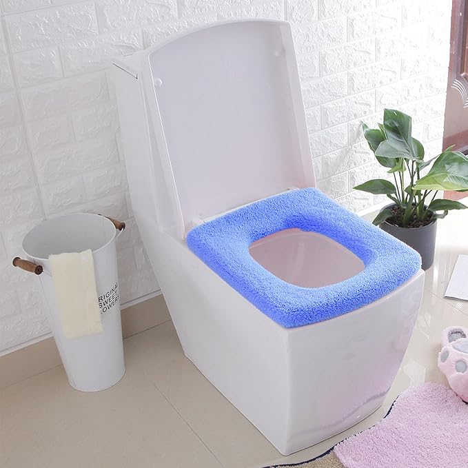 3 Pack Thickened Toilet Seat Cover Pads - Soft, Stretchable, Washable, Warm, Comfortable Bathroom Toilet Seat Covers for Round & Elongated 14x18” Toilets, Non-Slip, Durable