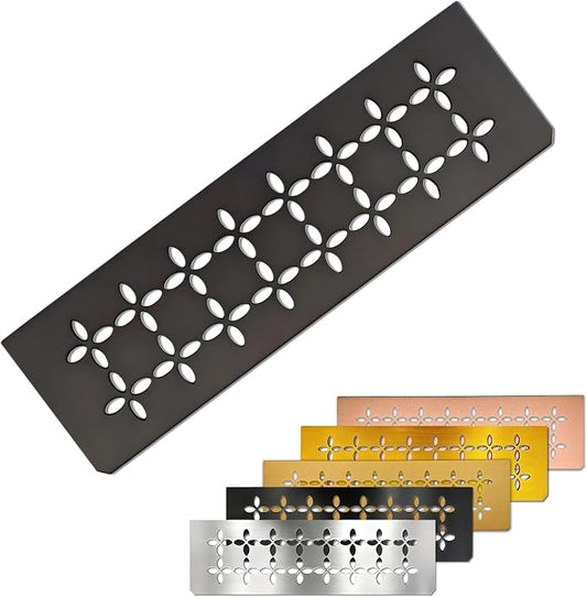 12 Inch Black Frosted Aluminum Material Shower Niche Shelf Rectangular Bathroom Niche Shelf with Floral Design Fits Prefabricated Tile Niches 1 Pack