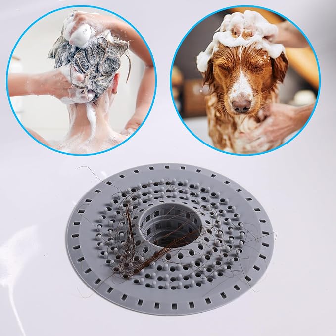 Bathtub Drain Hair Catcher, Silicone Tub Hair Catcher Drain Protector Strainer, Collapsible Shower Hair Drain Catcher Strainer for 1.48'' to 1.75'' Regular Drains, 3PCS