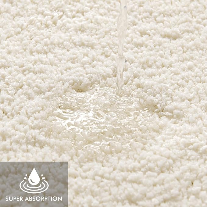 MIULEE Ivory Bathroom Rugs Set 2 Piece Small Soft Bath Mats 16x24 Inch | Soft Absorbent Microfiber Bath Rugs, Non Slip, Quick Dry, Fluffy Bath Rugs for Bathroom Floor Tub Showers, Machine Washable