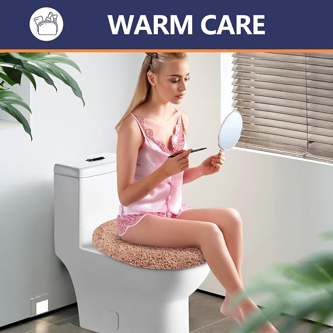 Soft Microfiber Toilet Seat Cover 17.5" x 15" Machine Washable | Solid Toilet Lid Cover Adjustable Rubber Backing Fits Most 16 -17.5" L x 14-16" W Round Oblong and Elongated Toilet Seat