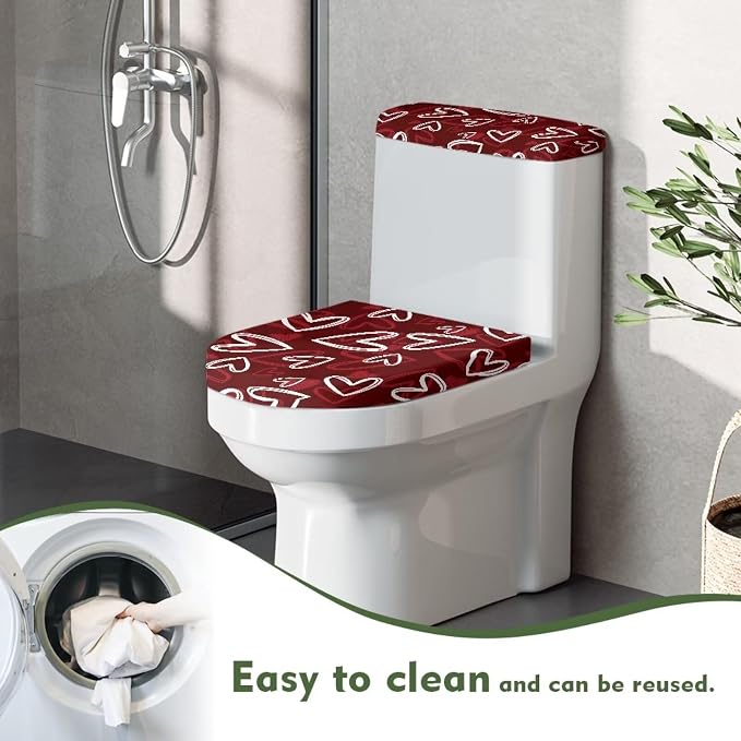 Love Heart Toilet Cover Sets for Bathroom Hearts Toilet Seat and Tank Lid Covers for Bathroom Set Toilet Sink Cover Toilet Lid Cover Universal Toilet Tank Lid