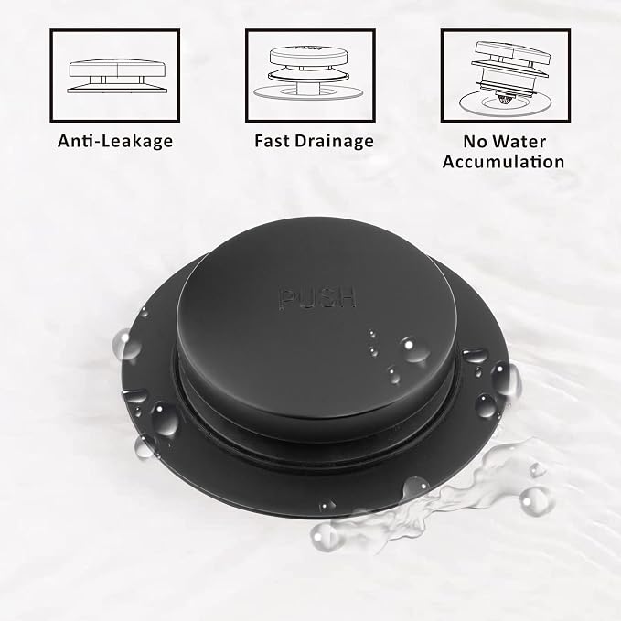 Artiwell Universal Tip Toe Bath Drain Stopper and Cover, Bathtub Drain Stopper, Replaces Lift and Turn, Tip-Toe and Trip Lever drains for Tub, EZ Installation and Clearing (MATT Black)
