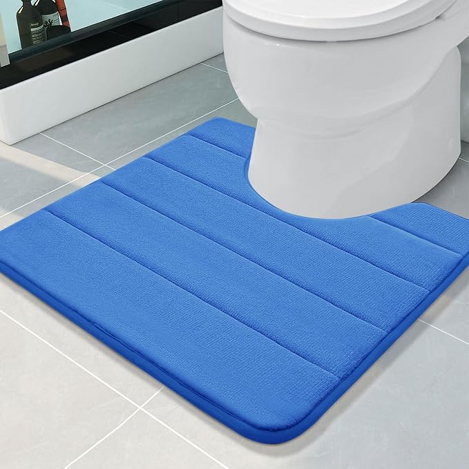 Buganda Memory Foam U-Shaped Toilet Rugs 20 x 20, Absorbent Bathroom mat | Royal Blue, Thick Soft Machine Washable toilet mat for bathroom, Contour Bath Rugs Mat for Toilet Base